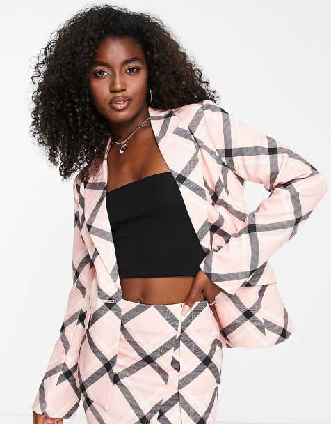 Extro & Vert Petite boxy cropped blazer in hot pink satin - part