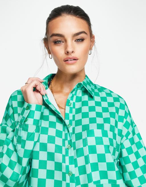 Checkerboard long hot sale sleeve