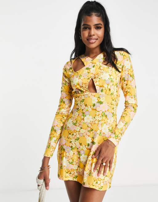 Forever 21 yellow floral dress sale