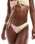 [The Frolic] The Frolic Cura tie side hipster ditsy floral print bikini bottoms in pink 16 Pink