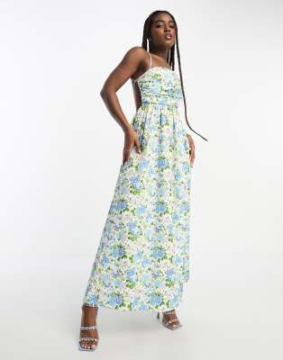 The Frolic Cut-out Detail Asymmetric Midaxi Dress In Vintage Bloom Floral-multi