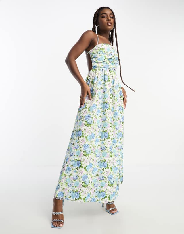 The Frolic cut-out detail asymmetric midaxi dress in vintage bloom floral