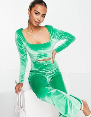 Frolic cut-out velvet bustier jumpsuit 