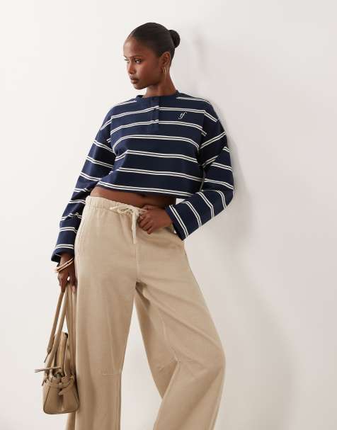 The Frolic eksklusiv langærmet button-down-top med bomuldsblanding i blå striber - view 1