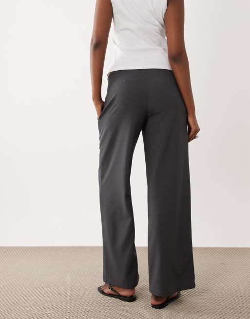 The Frolic elasticated mid waist wide leg trousers in charcoal, 2 of 5