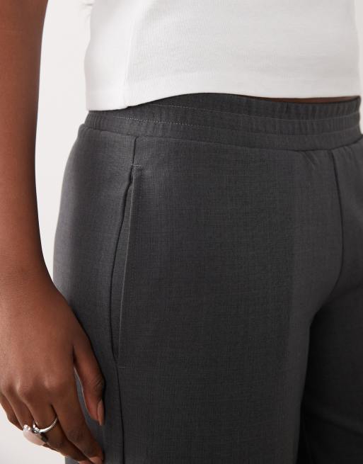 The Frolic elasticated mid waist wide leg trousers in charcoal, 4 of 5