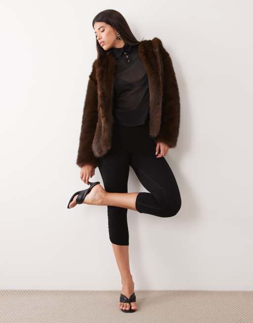The Frolic exclusieve oversized jas met capuchon in chocoladebruin, 3 van 4