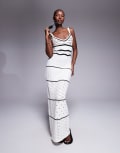 [The Frolic] The Frolic exclusive beach crochet maxi dress in cream and black-White 34 CREAM