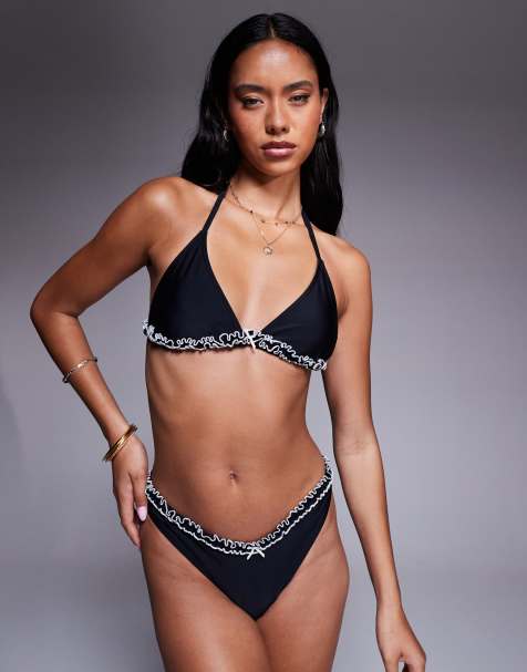 The Frolic – Exclusive – Bikini in Schwarz mit Kontrast-Schleifen-Detail - view 1