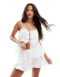 [The Frolic] The Frolic exclusive broderie pyjama shorts in white (part of a set) M WHITE