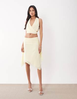 The Frolic exclusive chiffon handkerchief hem midi skirt in lemon - part of a set yellow 10790₽