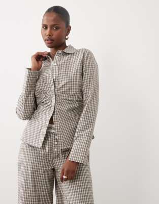 The Frolic Exclusive Cinch Tie Waist Long Sleeve Shirt Co-ord In Multi