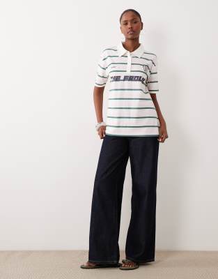 The Frolic Exclusive Collared Graphic Front Soccer Jersey T-shirt In Multi