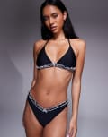 [The Frolic] The Frolic exclusive contrast bow detail bikini top in black (part of a set)-Multi 36 Black and white