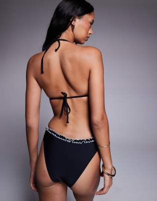 The Frolic Exclusive Contrast Bow Detail Bikini Top In Black
