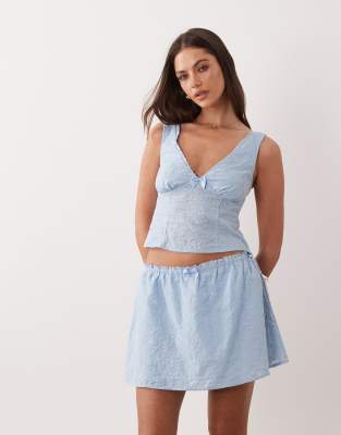 The Frolic Exclusive cotton bow detail ruffle mini skirt in blue blue 8090₽