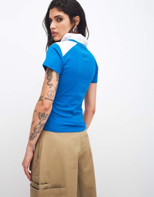 The Frolic exclusive cotton 'Italia' script soccer collared baby tee in cobalt blue, 4 of 4