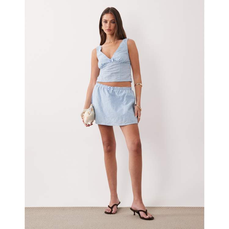 The Frolic Exclusive cotton lace trim bow detail plunge cami top