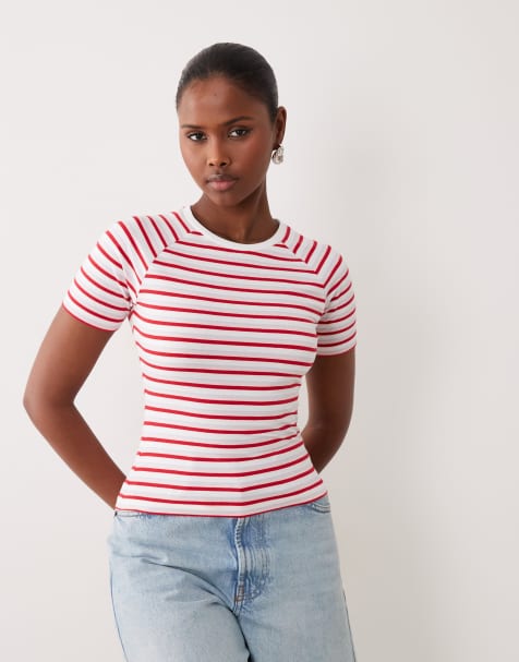 The Frolic exclusive cotton rich baby tee in red & blue stripe - view 1