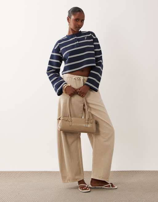 The Frolic exclusive cotton rich long sleeve button down top in blue stripe, 2 of 4