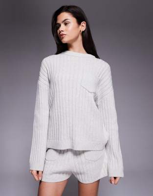 The Frolic Exclusive Cotton Rich Ribbed Knit Pocket Front Sweater In Purple