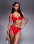 [The Frolic] The Frolic exclusive crinkle bikini top in red (part of a set) 34 RED