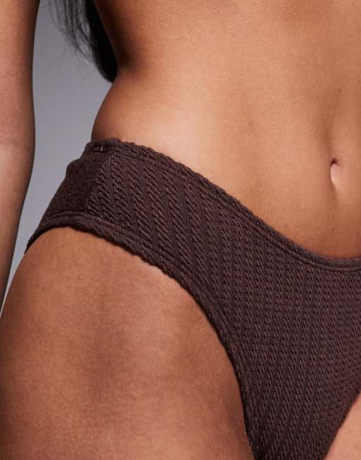 The Frolic exclusive crinkle brazillian bikini bottom co-ord in chocolate, 4 of 4