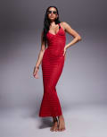 [The Frolic] The Frolic exclusive crochet halterneck maxi dress in red 38 RED
