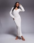 [The Frolic] The Frolic exclusive crochet longsleeve maxi dress in cream-White 34 CREAM