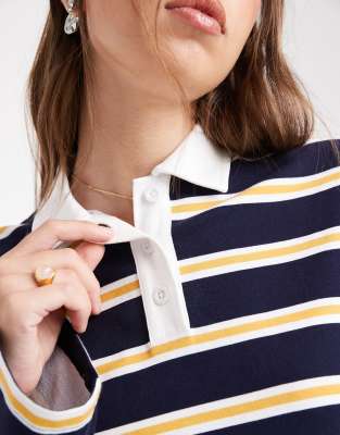 The Frolic Exclusive Cropped Long Sleeve Rugby Shirt In Multi