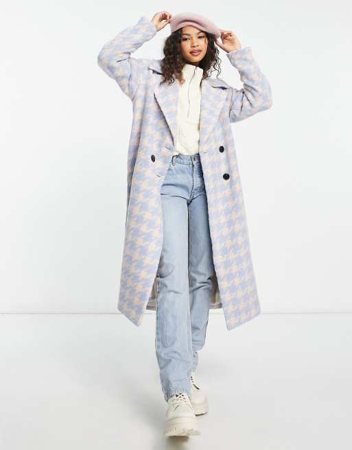 The Frolic exclusive dogtooth longline coat in blue , 4 of 4
