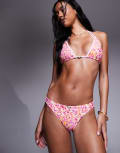[The Frolic] The Frolic exclusive double binding bikini bottom in pink floral (part of a set)-Multi 34 Pink floral