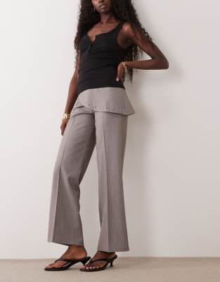 The Frolic Exclusive Eyelet Detail Wrap Front Pants In Gray