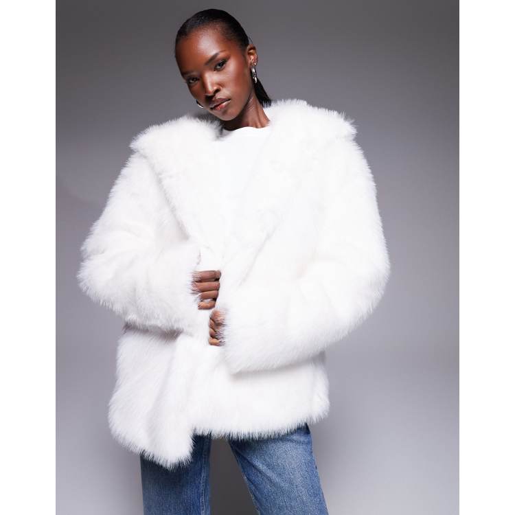 The Frolic exclusive faux fur hooded jacket in cream | ASOS