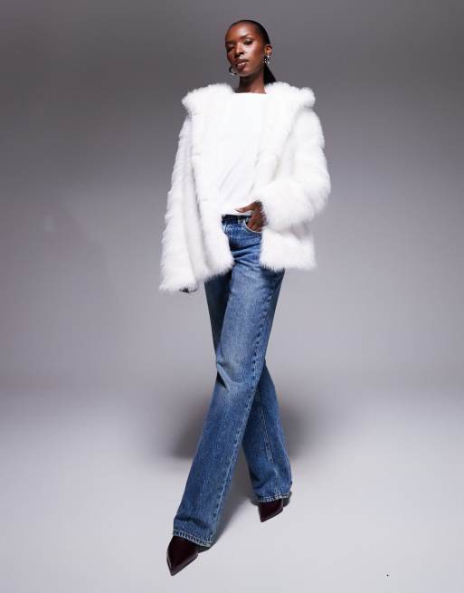 The Frolic exclusive faux fur hooded jacket in cream | ASOS