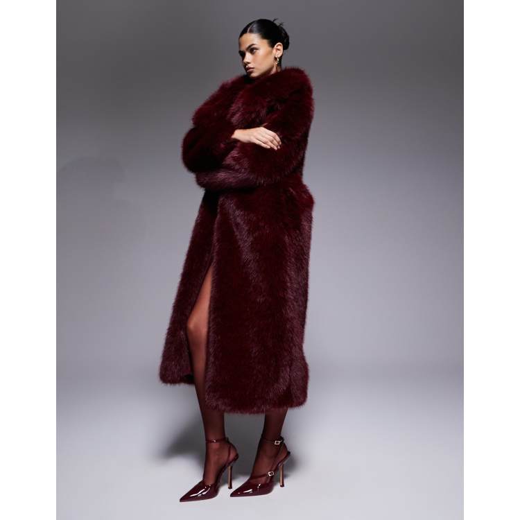 The Frolic exclusive faux fur maxi oversized collar maxi coat in