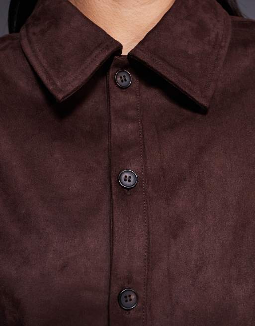 The Frolic Exclusive faux suede pocket front wide cuff jacket in chocolate - part of a set