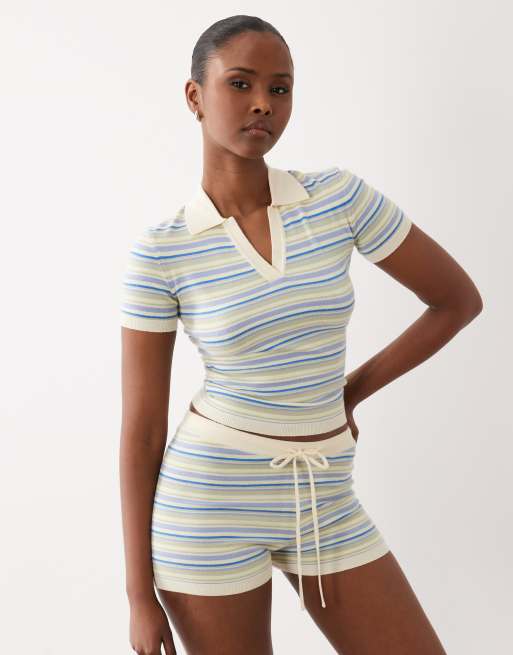 The Frolic exclusive fine knit drawstring waist micro shorts in