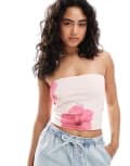 [The Frolic] The Frolic exclusive floral bandeau top in pink hibiscus print 10 PINK