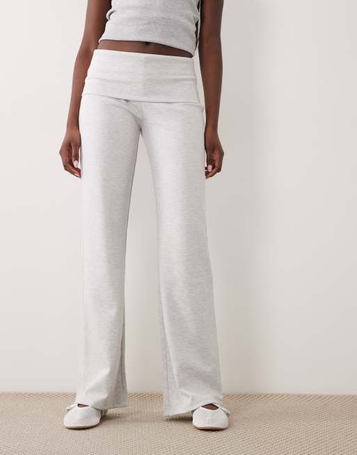 The Frolic exclusive fold over detail flare trouser co-ord in light grey, 2 of 5