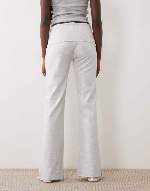 The Frolic exclusive fold over detail flare trouser co-ord in light grey, 5 of 5