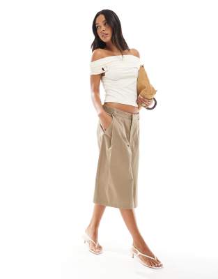 The Frolic exclusive foldover bardot top with heart hardware detail in cream     