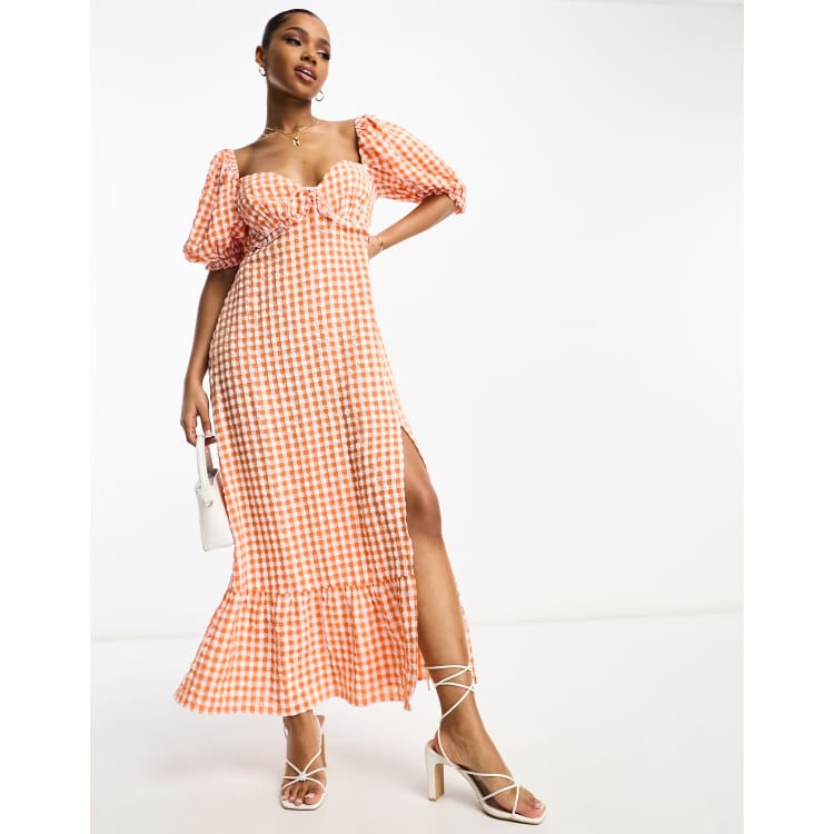 ミストレアスGingham Check Double Ruffle Dress The Frolic exclusive gingham ruffle milkmaid midaxi dress in