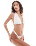 [The Frolic] The Frolic exclusive halterneck frill detail bikini top in yellow floral (part of a set)-Multi 44 Multi