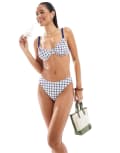 [The Frolic] The Frolic exclusive high leg bikini bottoms in blue check (part of a set) 6 Blue Check
