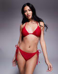 [The Frolic] The Frolic exclusive hot fix tie-side bikini bottom in red (Part of a set) 38 RED