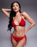 [The Frolic] The Frolic exclusive hot fix triangle bikini top in red (Part of a set) 34 RED