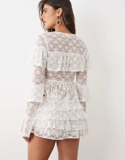 The Frolic exclusive lace tiered frill micro shorts co-ord in