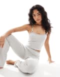 [The Frolic] The Frolic exclusive lace trim jersey cami pyjama top in grey (Part of a set) L GREY