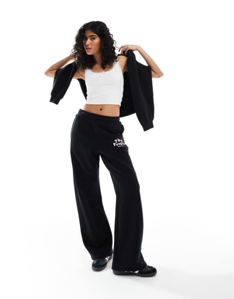 The Frolic exclusive logo detail wide leg sweatpants in black - part of a set - view 1
